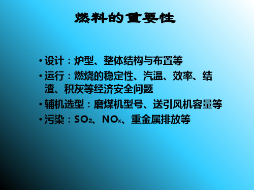 燃料特性与对锅炉运行影响