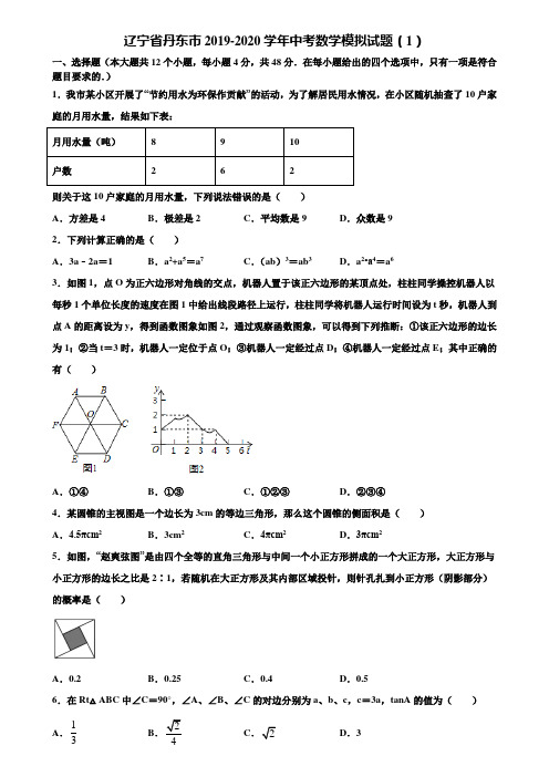 辽宁省丹东市2019-2020学年中考数学模拟试题(1)含解析
