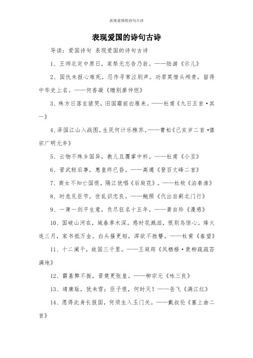 表现爱国的诗句古诗