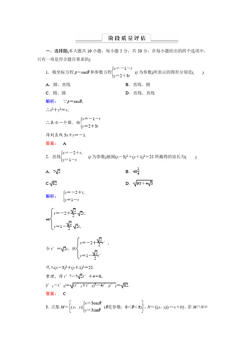 2018学年高中数学选修4-4检测：阶段质量评估2 含答案