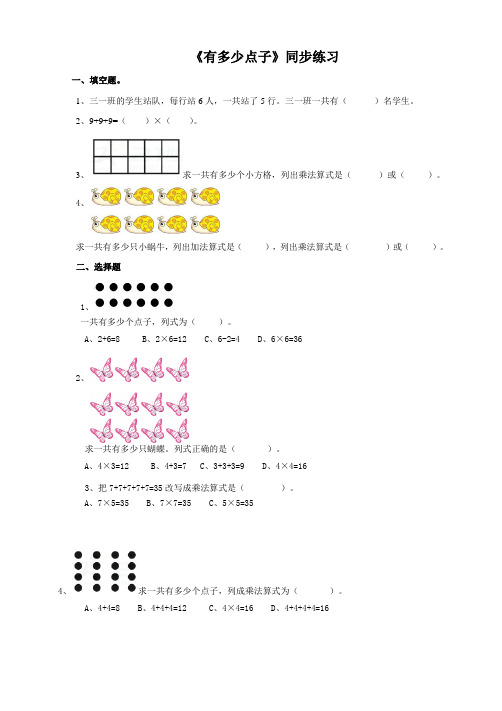 北师大版小学二年级数学上册《有多少点子》同步练习