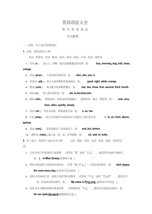 2018初中英语语法大全+知识点总结