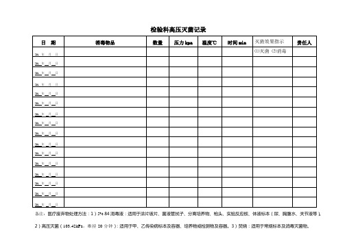 医院高压灭菌记录