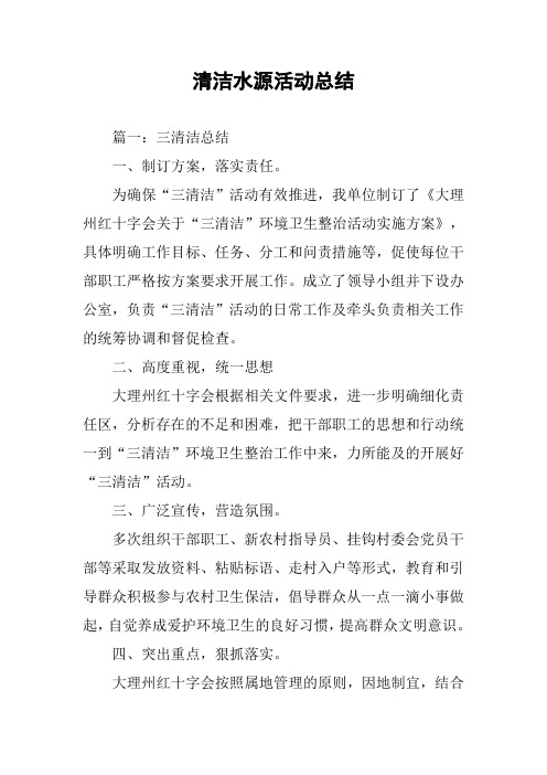 清洁水源活动总结