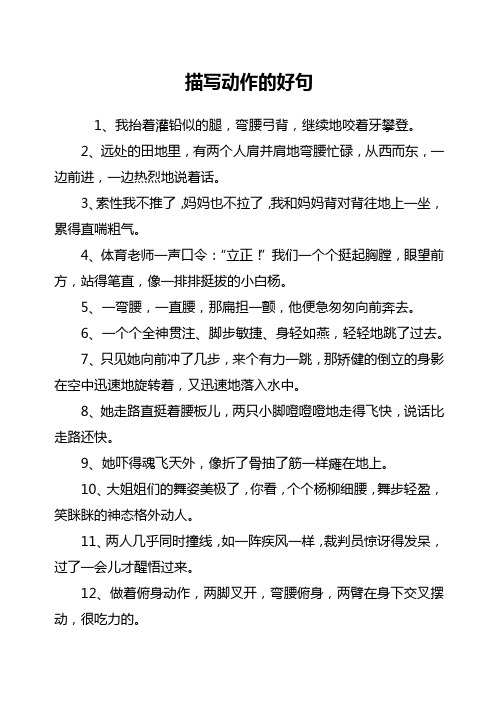 描写动作的好句小学作文