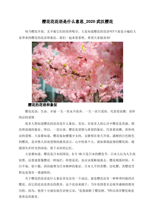 樱花花花语是什么意思_2020武汉樱花