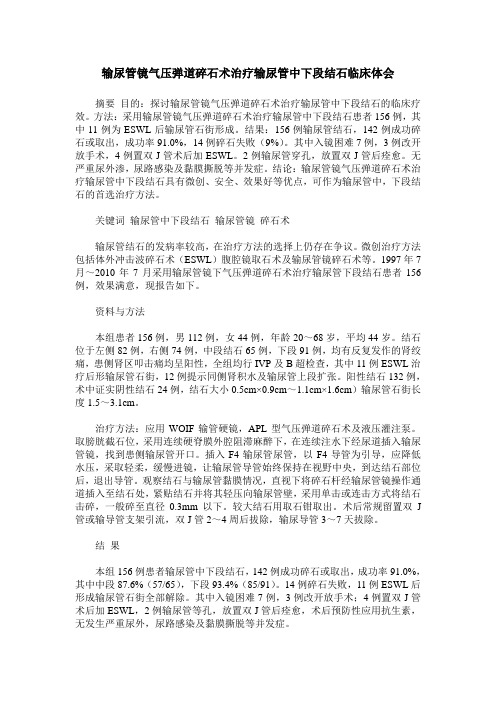 输尿管镜气压弹道碎石术治疗输尿管中下段结石临床体会