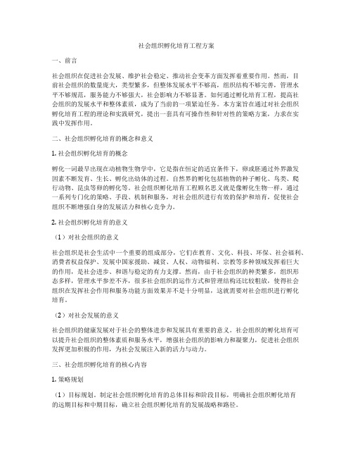 社会组织孵化培育工程方案