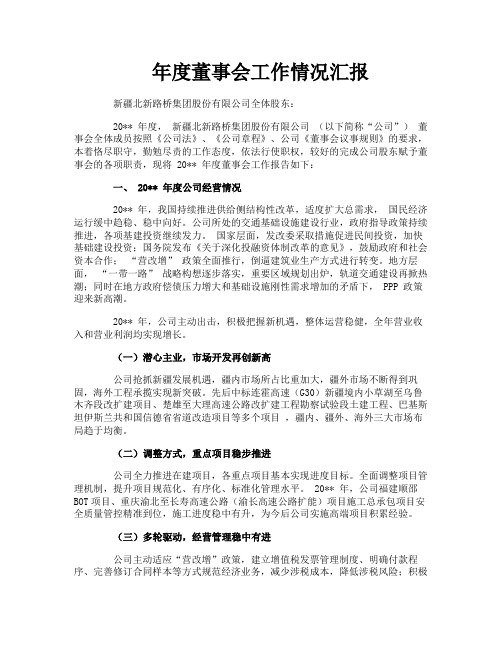 年度董事会工作情况汇报