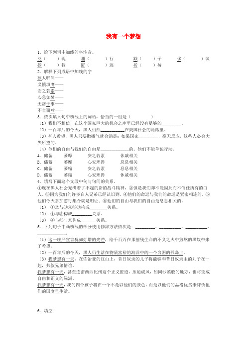 高中语文《我有一个梦想》同步练习5 鲁人版必修5
