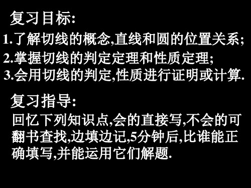 中考数学复习切线的概念判定性质[人教版](PPT)5-4