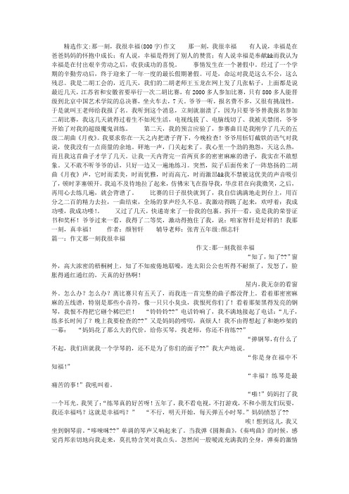 那一刻,我很幸福(800字)作文