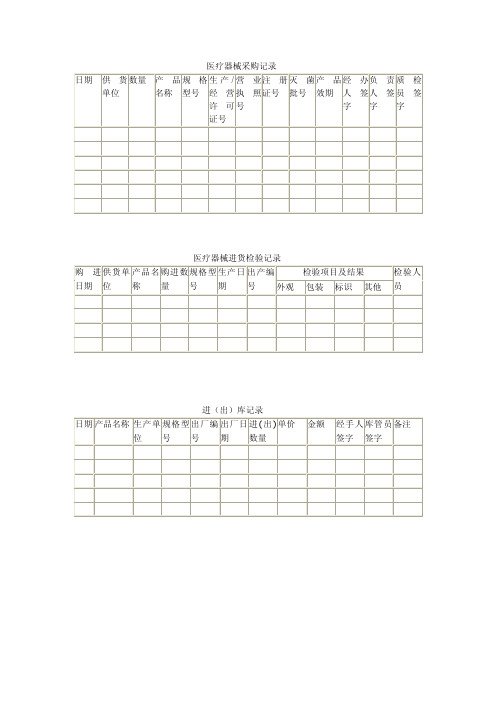 医疗器械采购、验收、进出库等记录