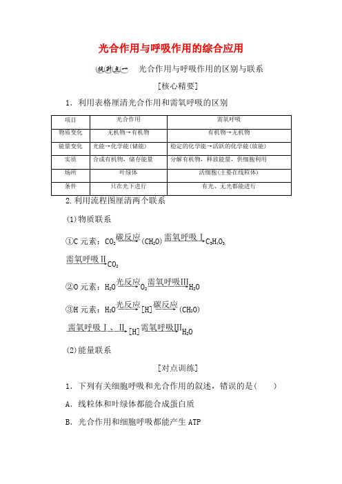 高中生物第3章细胞的代谢素能提升课光合作用与呼吸作用的综合应用教案浙科浙科高中第一册生物教案