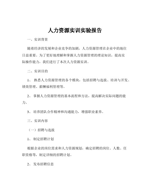人力资源实训实验报告