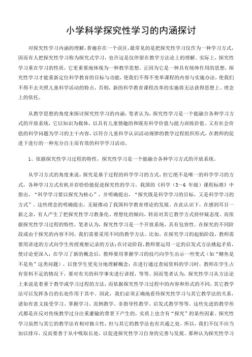 小学科学探究性学习的内涵探讨