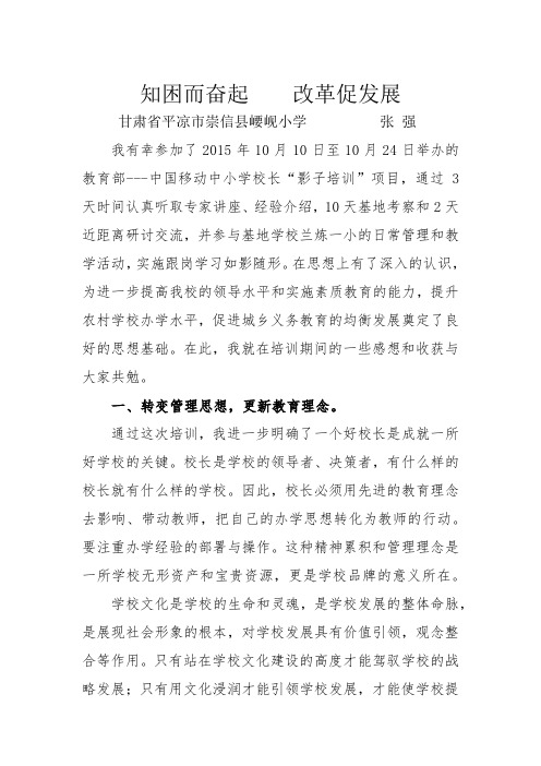 影子培训体会--张强
