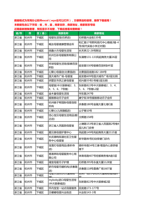 2020新版浙江省杭州市下城区月子服务工商企业公司商家名录名单黄页联系号码地址大全60家