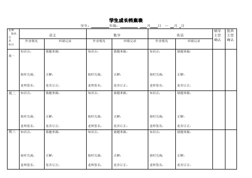 培训机构晚托成长记录表