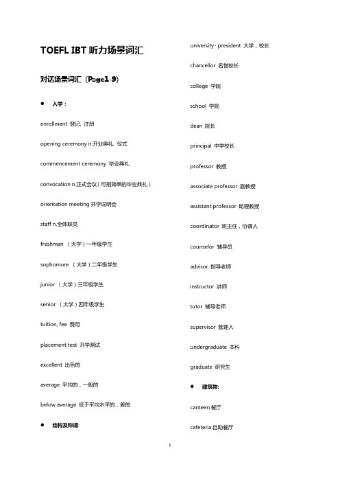 TOEFL托福IBT听力场景词汇简洁版