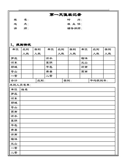 培训班值班记录表