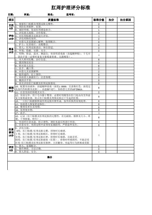 肛周护理评分标准