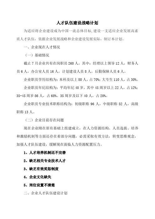 人才队伍发展建设战略规划方案