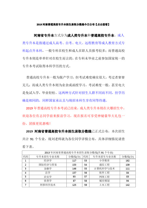 河南普通高校专升本招生录取分数线今公布点击查看