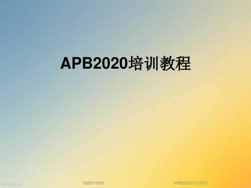 APB2020培训教程