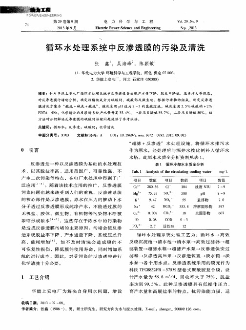 循环水处理系统中反渗透膜的污染及清洗