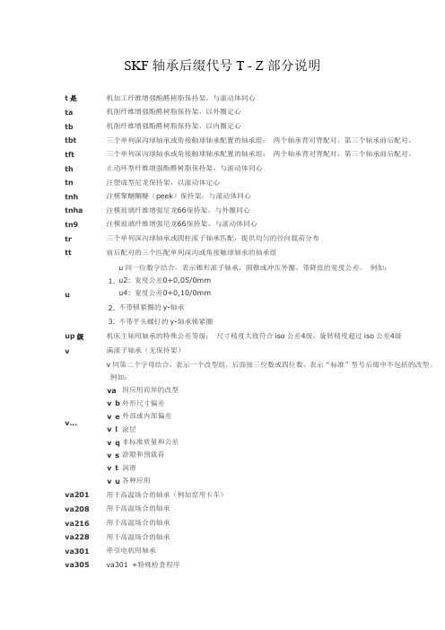 SKF轴承后缀代号部分诠释