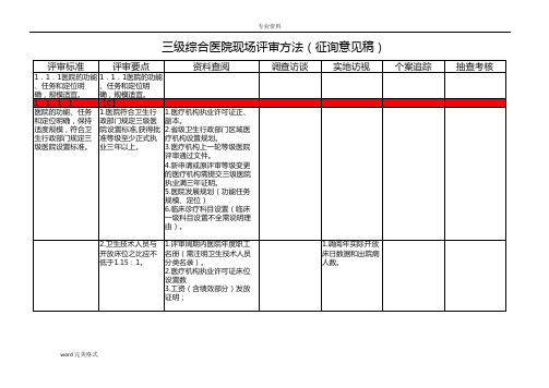 三级综合医院现场评审方法Word版