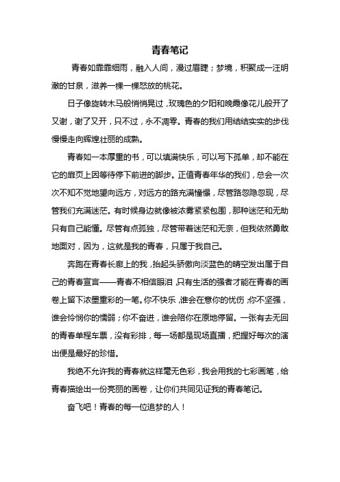 初三作文：青春笔记作文500字