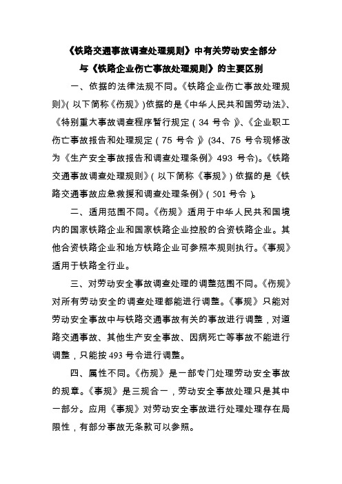 《铁路交通事故调查处理规则》中劳动安全部分
