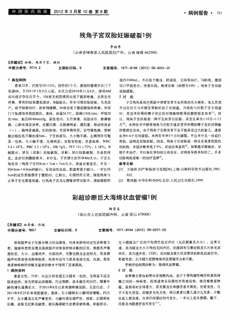 彩超诊断巨大海绵状血管瘤1例