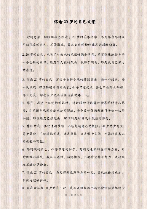 怀念20岁的自己文案