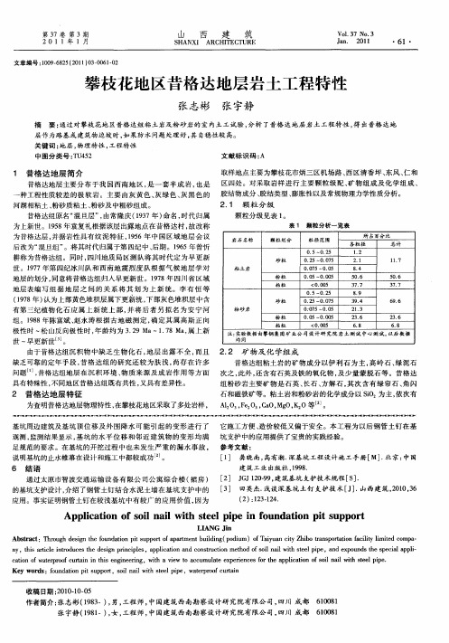 攀枝花地区昔格达地层岩土工程特性