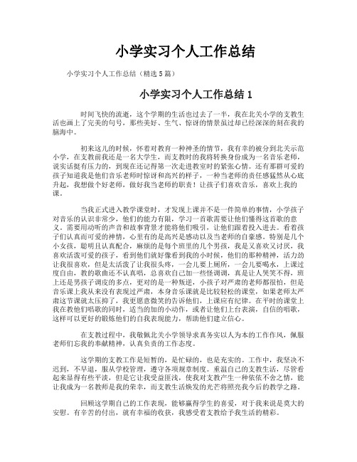 小学实习个人工作总结