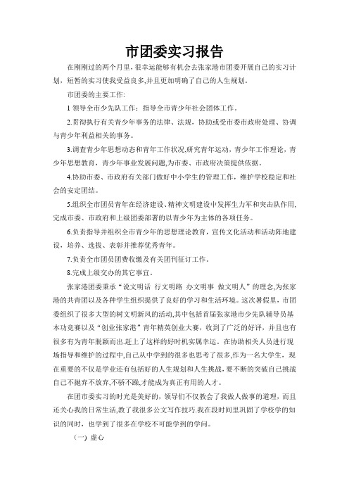市团委实习报告