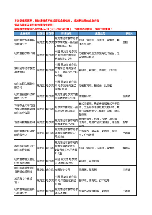 2020新版黑龙江省办公纸张工商企业公司名录名单黄页联系方式大全40家