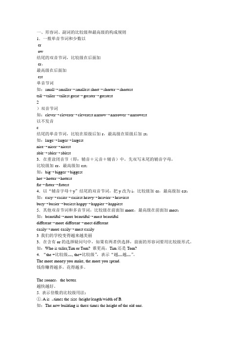 形容词、副词的比较级和最高级的构成规则