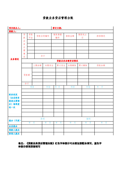 贷后管理工作表模板