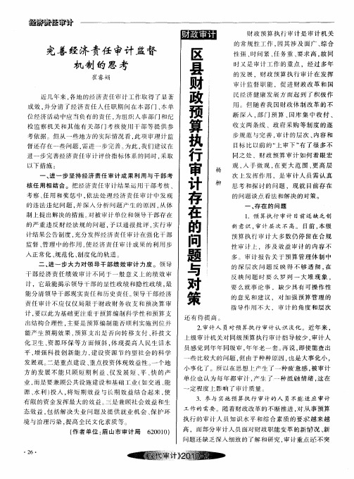 区县财政预算执行审计存在的问题与对策