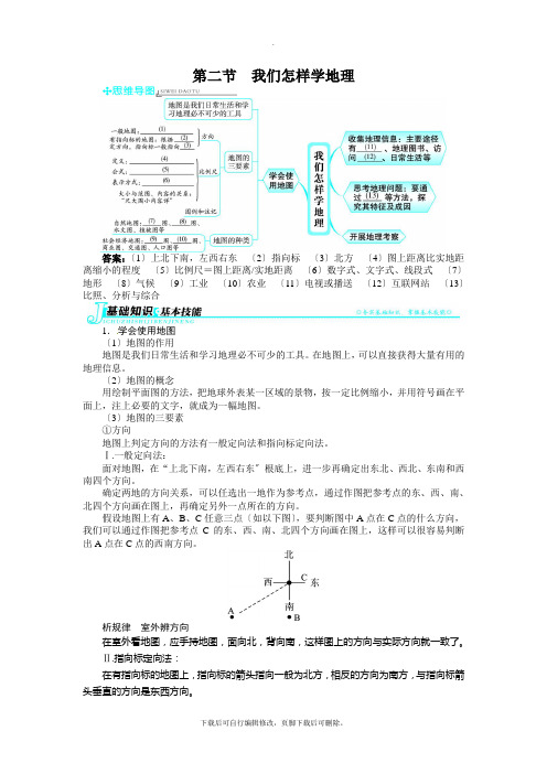 初中湘教版地理七年级上册 1.2我们怎样学地理 练习