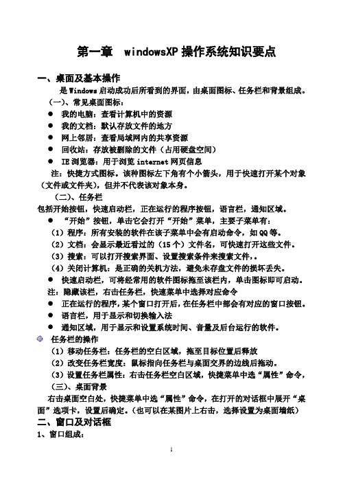知识要点 第2章  windowsXP操作系统