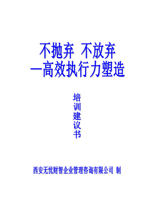 中层执行力-培训建议书
