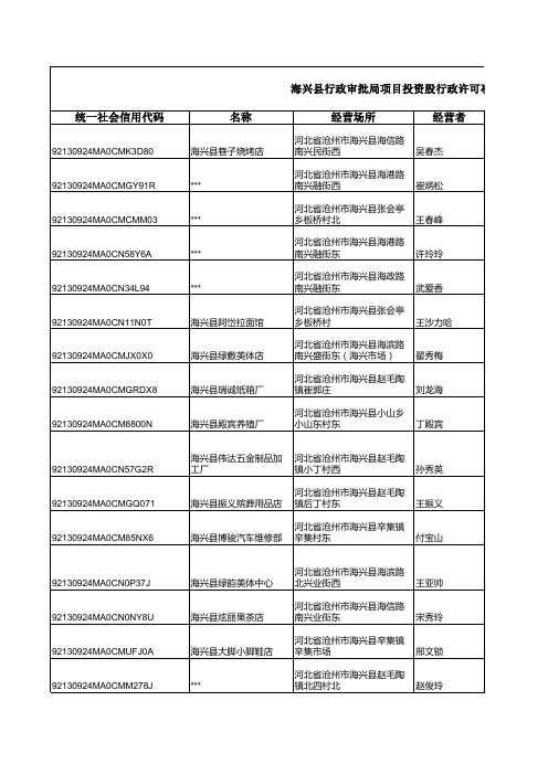 个体主体查询清单