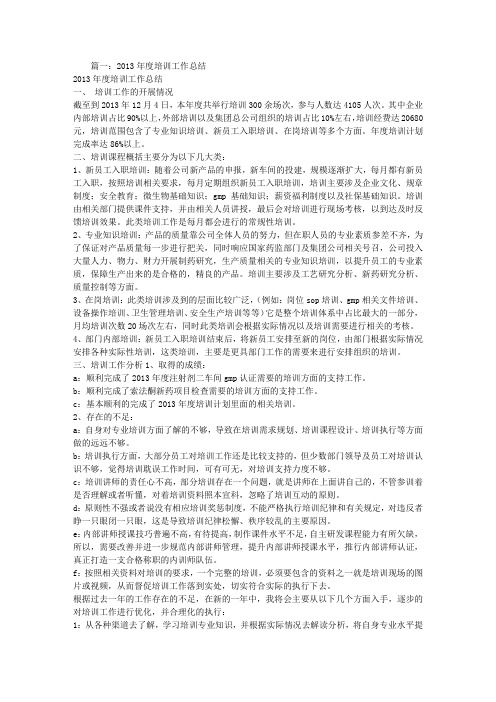 2013年度培训总结