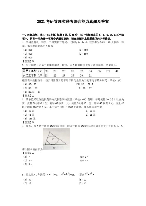 2008考研管理类联考综合能力真题及答案