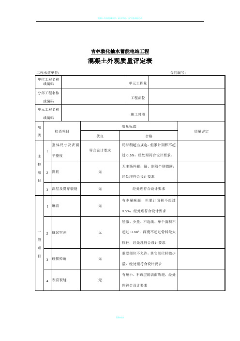 混凝土外观质量评定表
